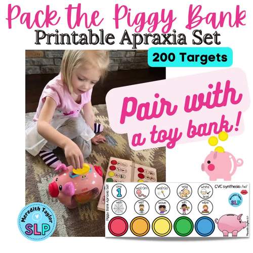PIGGY BANK Printable Apraxia Articulation Early 8 Sounds Syllables P B