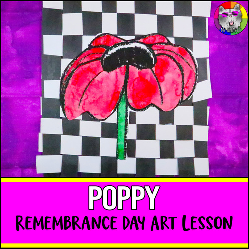 Preview of Remembrance Day Art Project, Poppy Art Lesson Activity for Elementary