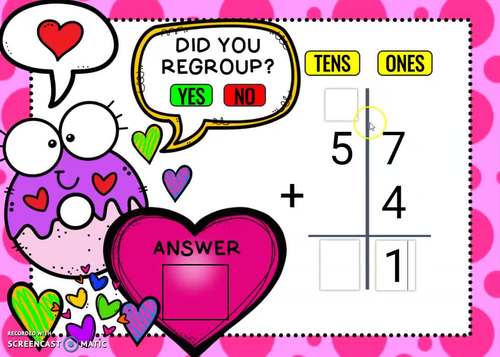 Addition with Regrouping Boom Cards™ Distance Learning Math