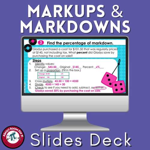 7.4D Markups and Markdowns Slides, Guided Notes, and Activity Bundle 7 ...