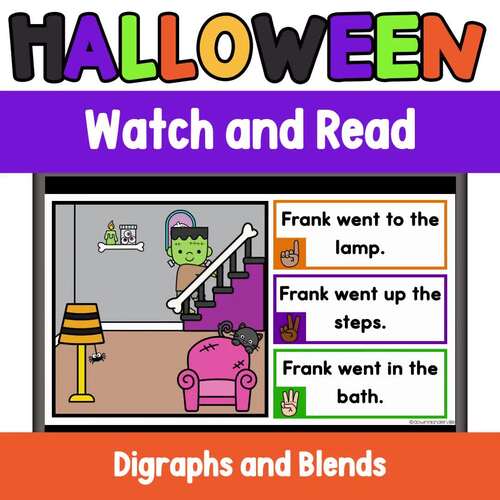 Halloween Phonics Activity Digraphs Blends Animated Slides Games