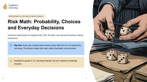 Risk Math Probability Choices — Career Math Lab (Grades 8-12) Editable