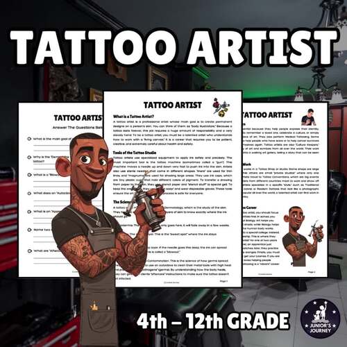 Tattoo Artist Reading Comprehension | Career Exploration Worksheet
