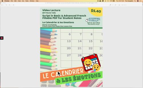 Video Lecture (DIY Movie Talk) & Fillable Notes - FR Calendrier/Émotions