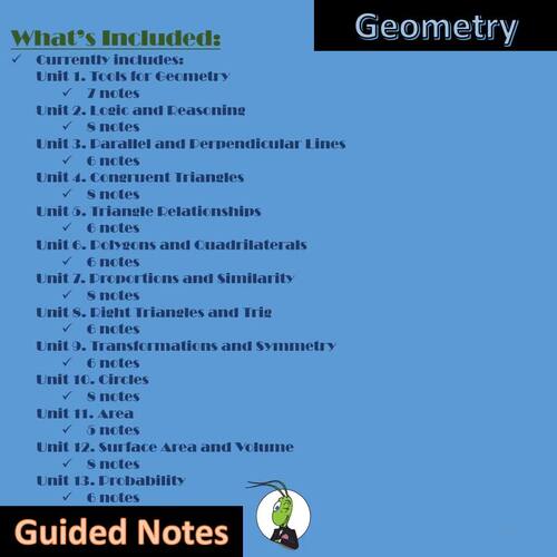 High School Geometry Guided Notes Bundle for Regular and Honors