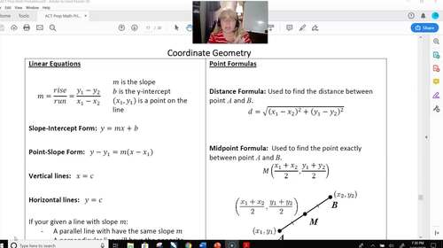 Preview of ACT Prep Math--Coordinate Geometry