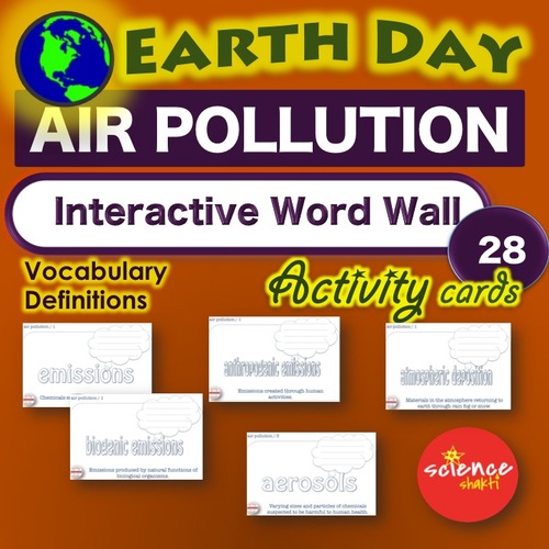 Preview of STEAM Science EARTH DAY Air Pollution Activity NO PREP  Word Wall UNIVERSAL