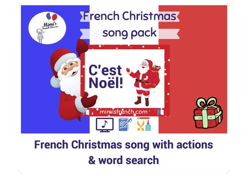 Preview of C'est Noël, a fun Christmas song with actions and a Christmas word search