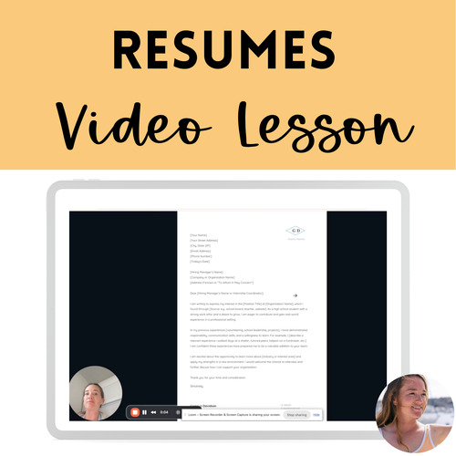 Preview of resume template and cover letter template Lessson to write one