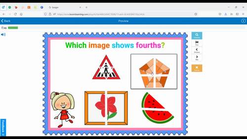 Halves and Fourths Boom Cards Digital Math Centers by Math Through Games