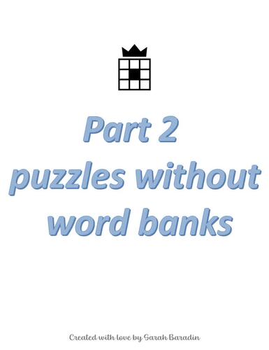 Algebra 1 Unit 2 Linear Functions Math Crossword Puzzle With Word Banks