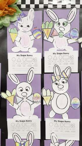 Easter Shape Math Bunny Craft, Craftivity, Bunny Activities First Grade ...