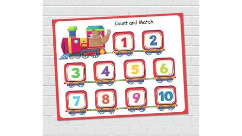 Train Numbers Matching for Kids, Count and Match Game, Math Busy Book