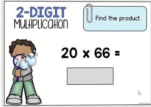 2-Digit Multiplication Digital Boom Card Bundle - 4th Grade Math Activities