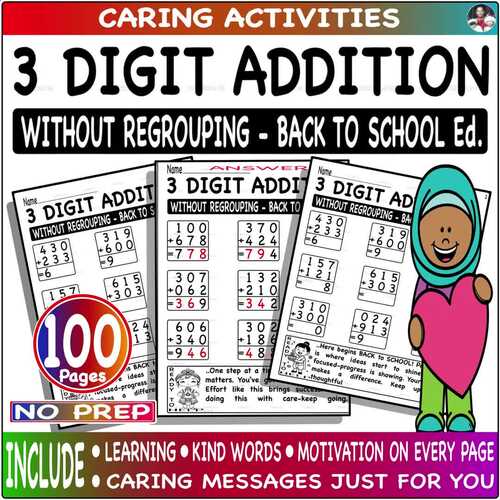 3 digit Addition without regrouping Fluency Happy Easy Level Track ...