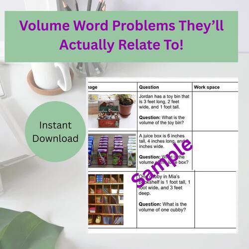 Real Life Volume Word Problems | Printable Math Practice | 4th & 5th Grade |