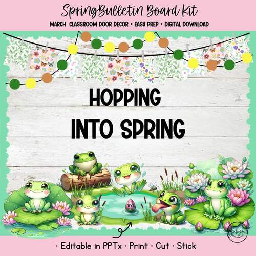 Frog Spring Bulletin Board Kit: April Door Decor | March Classroom Decor