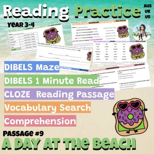 Reading Practice - #9 - A Day at the Beach - Fiction - Year 3 & 4 (DIBELS)
