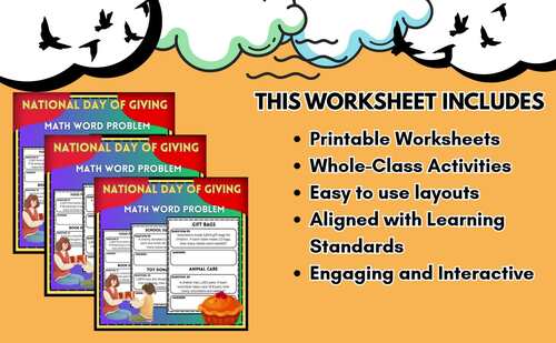 40 National Day of Giving Worksheets | Charity & Community Math ...