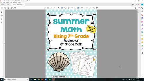 Summer Math Worksheets Review of 6th Grade by Sheila ...