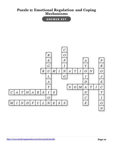 High School SEL: Mental Health & Resilience Crossword Puzzle With Word Bank