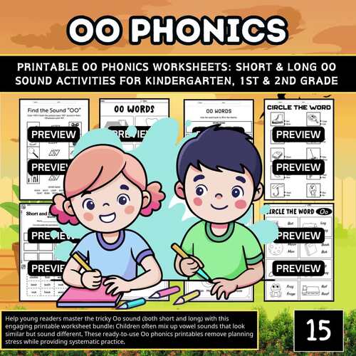 Printable Oo Phonics Worksheets: Short & Long OO Sound Activities First ...