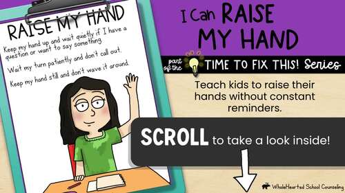 Raise My Hand Social Skills Story | Impulse Control Lesson & SEL Activities