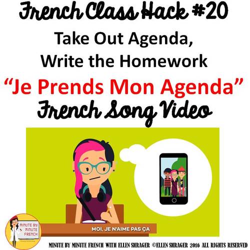 Preview of 20 French Class Transition Video "Take Out My Agenda" for CI TCI TPRS and 90% TL