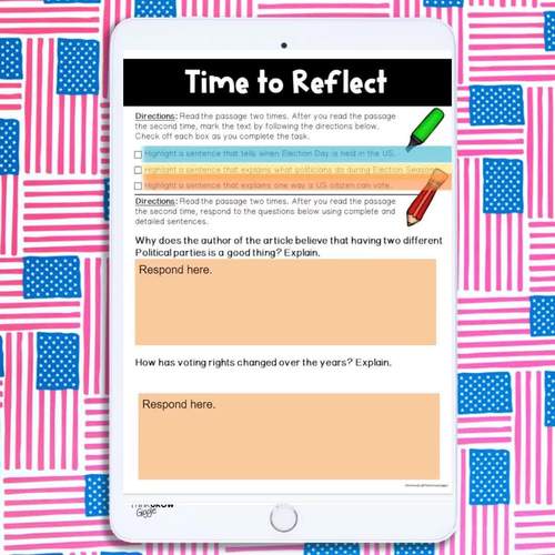 Election Day Reading Passages Comprehension Activities By Think Grow Giggle
