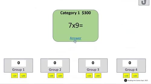 Fact Fluency #4 Multiplication Game Show (7x-11x)- Multiplication Math Jeopardy