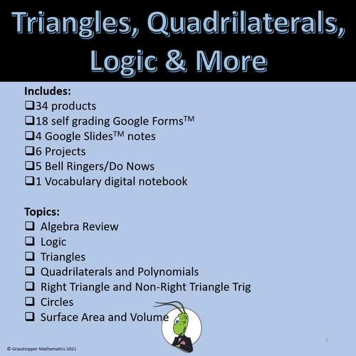 Geometry Google Bundle - Triangles, Logic, Surface Area and Volume