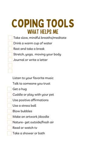 Coping Tools Checklist and Strategies | TPT