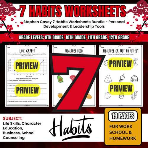 Stephen Covey 7 Habits Worksheets - Personal Development & Leadership ...