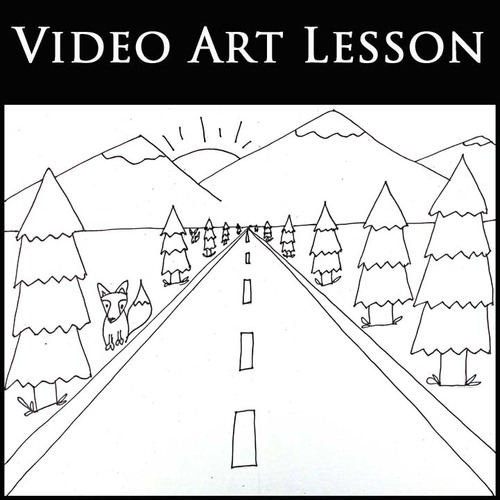Preview of ONE POINT PERSPECTIVE LANDSCAPE Video Art Lesson | Directed Drawing Tutorial