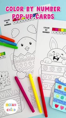 Color By Number Easter Pop-up Card Printable Spring Craft Color By Code ...