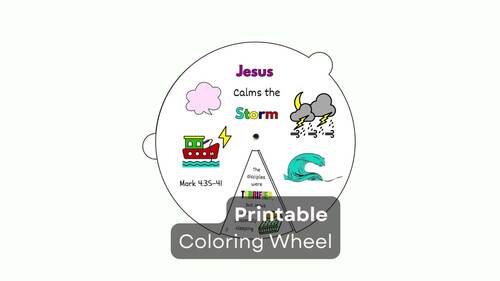 Jesus Calms the Storm Coloring Wheel, Printable Sunday School Craft for ...