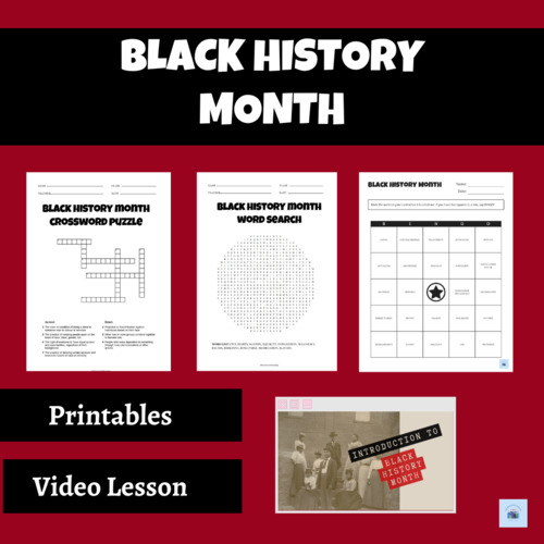 5th Grade Black History Month Bingo Game Crossword Puzzle Word