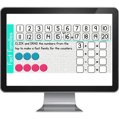 Fact Families Addition & Subtraction to 20 Digital Center for SEESAW