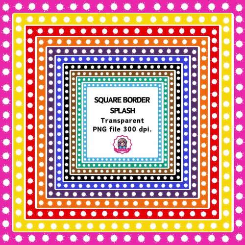 Square Border Splash Design Clipart - 300 DPI | Frames | Commercial Use