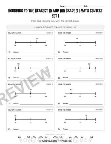 Rounding to the Nearest 10 and 100 Grade 3 | Math Centers Set 1 | TPT