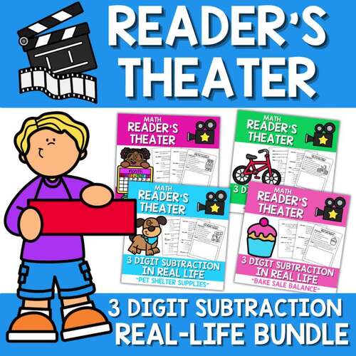 3 Digit Subtraction Activities Bundle Real Life Skits | Math Readers Theater