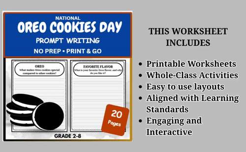 Sweet Treat Writing Prompts | National Oreo Cookies Day | Grades 2–8