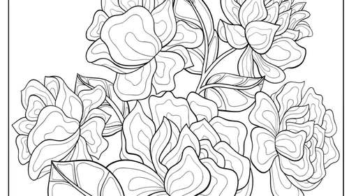 Flowers Coloring Book for Women, Relaxing and Stress Relief Coloring Pages  for Adults, Beautiful Botanical Illustrations. PDF, PNG for iPad 