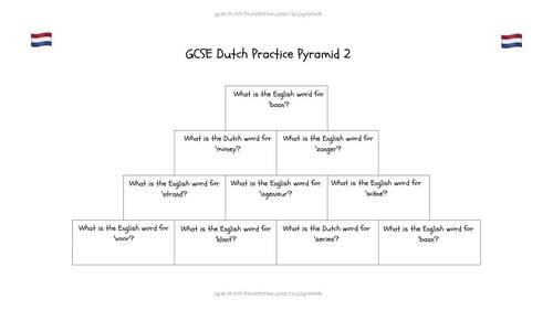 15 GCSE Foundation Level Dutch Practice Pyramid Worksheets PDF | TPT