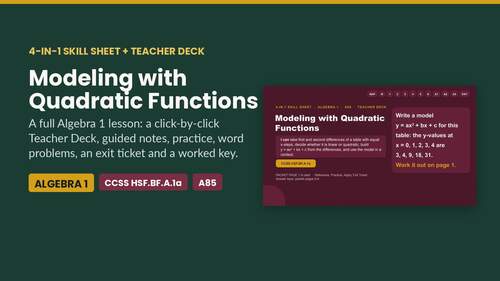 Modeling with Quadratic Functions | First and Second Differences ...