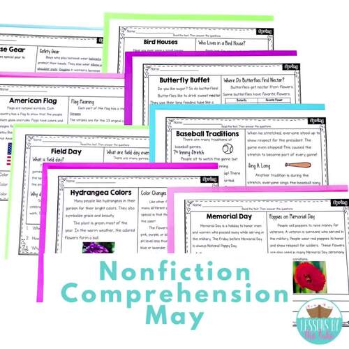 Spring Nonfiction Reading Comprehension Worksheets- May by Lessons By ...