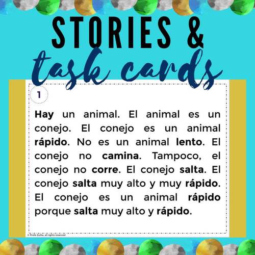 7 Beginner Spanish Short Stories 2 Printable for Stations or Digital