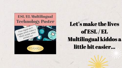 ESL / EL Technology Poster /Multilingual Technology Poster/Newcomers ...