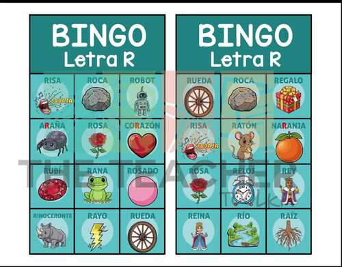 Bingo / Loteria de la Letra R - Spanish Phonics by THE TEACHER TOOLKIT CR
