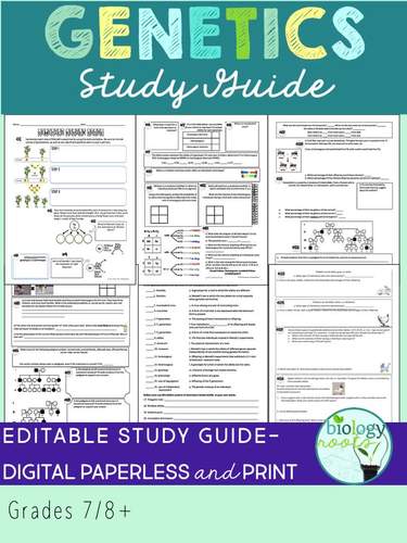 Genetics Study Guide- supports distance learning by Biology Roots